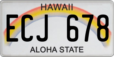HI license plate ECJ678