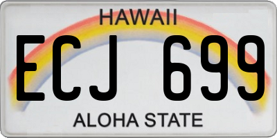 HI license plate ECJ699