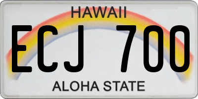 HI license plate ECJ700