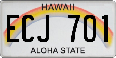 HI license plate ECJ701