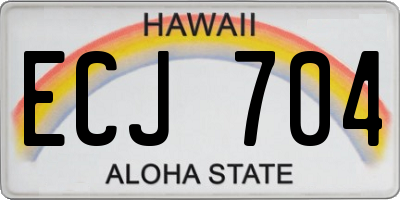 HI license plate ECJ704
