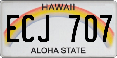 HI license plate ECJ707