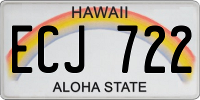 HI license plate ECJ722