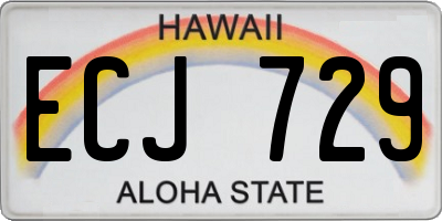 HI license plate ECJ729