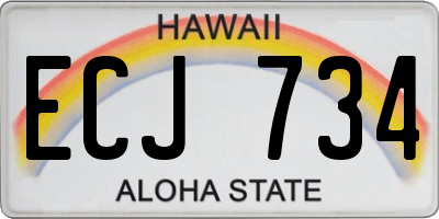 HI license plate ECJ734
