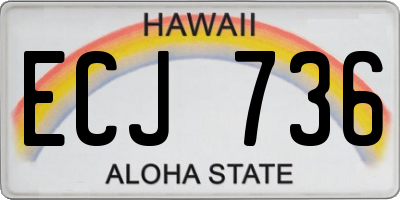 HI license plate ECJ736