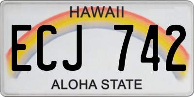 HI license plate ECJ742