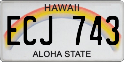 HI license plate ECJ743