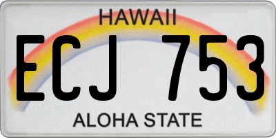 HI license plate ECJ753
