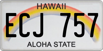 HI license plate ECJ757