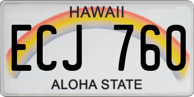 HI license plate ECJ760