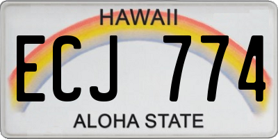 HI license plate ECJ774