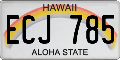 HI license plate ECJ785