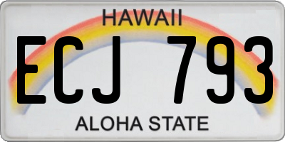 HI license plate ECJ793