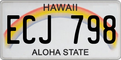 HI license plate ECJ798