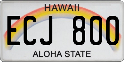 HI license plate ECJ800