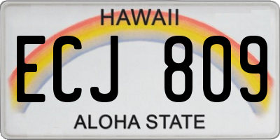 HI license plate ECJ809