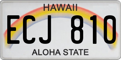 HI license plate ECJ810