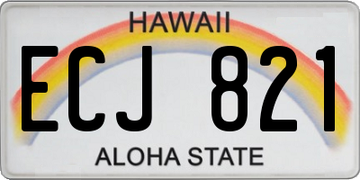 HI license plate ECJ821