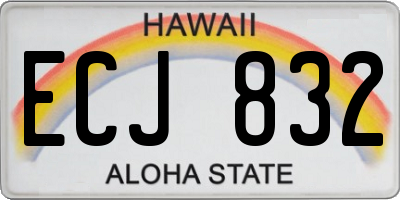 HI license plate ECJ832
