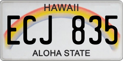 HI license plate ECJ835