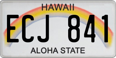 HI license plate ECJ841
