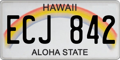 HI license plate ECJ842