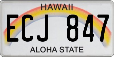 HI license plate ECJ847