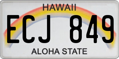 HI license plate ECJ849