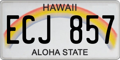 HI license plate ECJ857