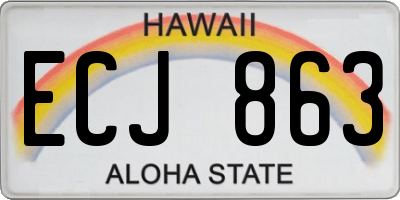 HI license plate ECJ863