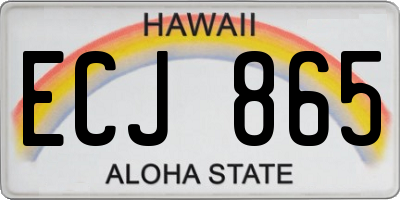 HI license plate ECJ865