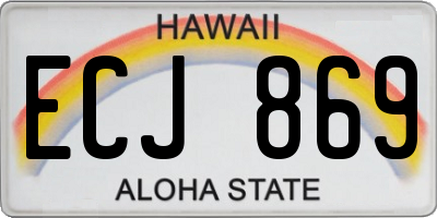 HI license plate ECJ869