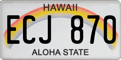 HI license plate ECJ870
