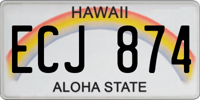 HI license plate ECJ874