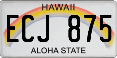 HI license plate ECJ875