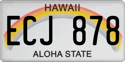 HI license plate ECJ878