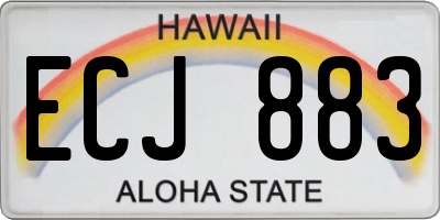 HI license plate ECJ883
