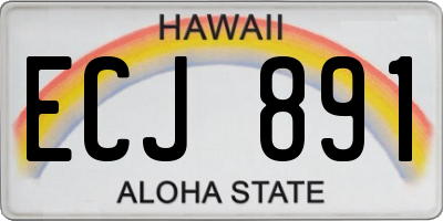 HI license plate ECJ891