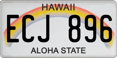 HI license plate ECJ896