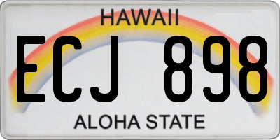 HI license plate ECJ898