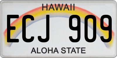 HI license plate ECJ909