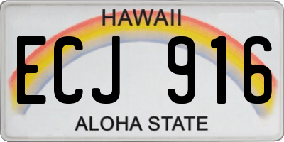 HI license plate ECJ916