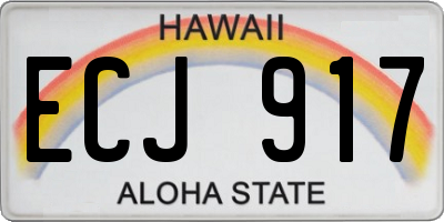 HI license plate ECJ917