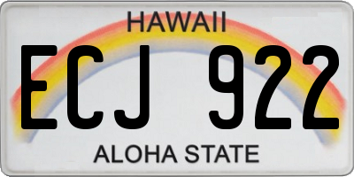 HI license plate ECJ922