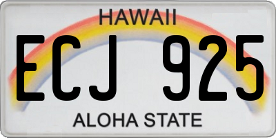 HI license plate ECJ925