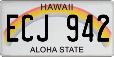 HI license plate ECJ942