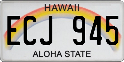 HI license plate ECJ945