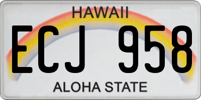 HI license plate ECJ958