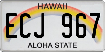 HI license plate ECJ967